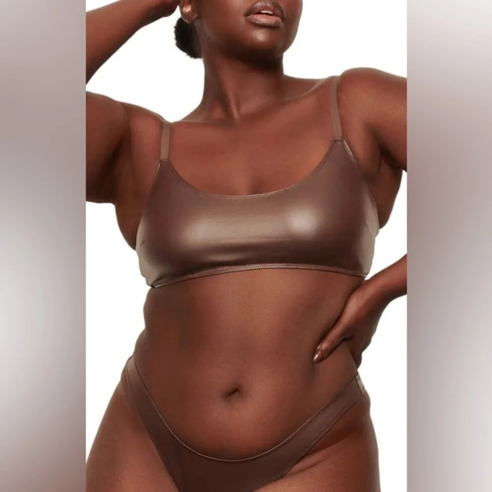 Skims Wet Jersey Scoop Bralette Cocoa Brown 2XL NEW WITH TAGS - Picture 7 of 8